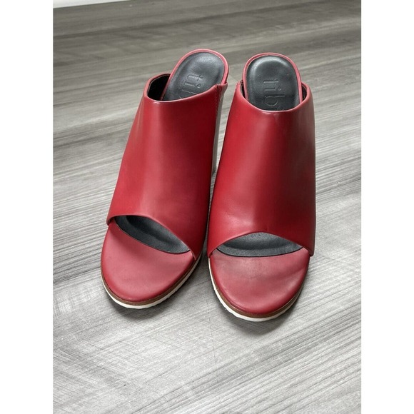 tibi Red Leather Mules Heels Size 37.5 Brazil 7 Slip-On Shoes - Picture 3 of 8